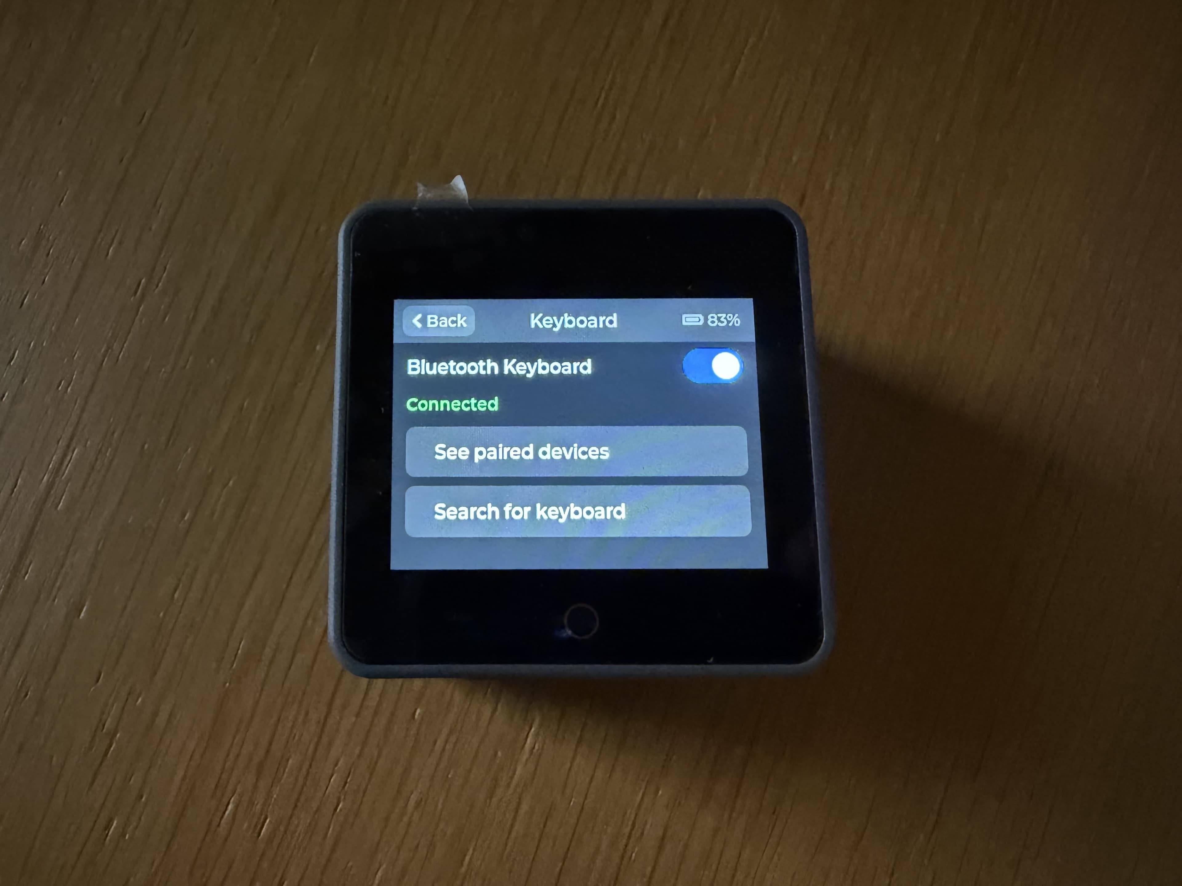 echolocation screen showing a Bluetooth keyboard connected