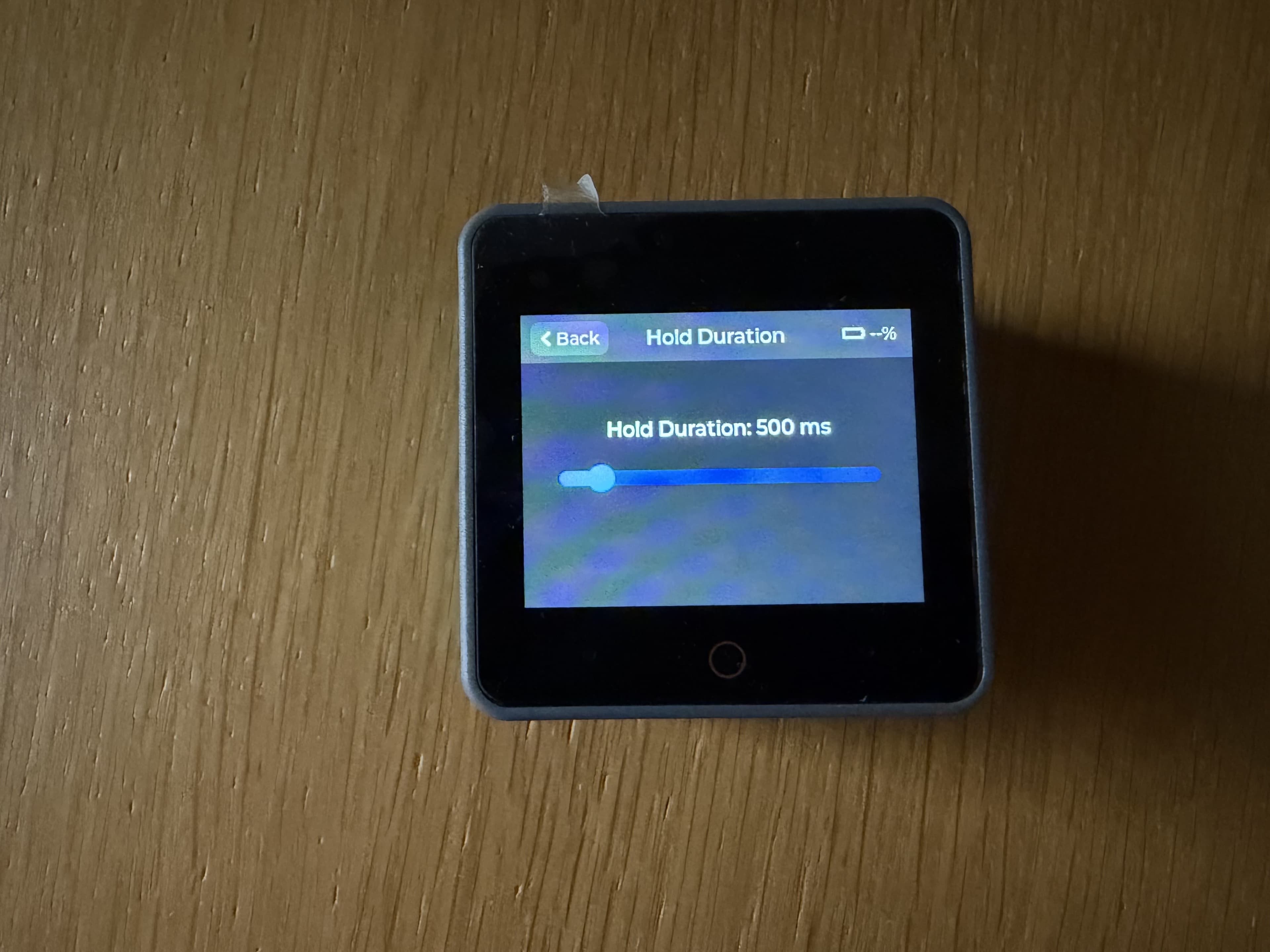 echolocation Hold Duration settings, currently set to 500 milliseconds